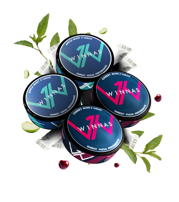 W1NNAS Performance Pouches Strong Pack mit 4 W1NNAS. 2x Cherry Mint und 2x Apple Mint
