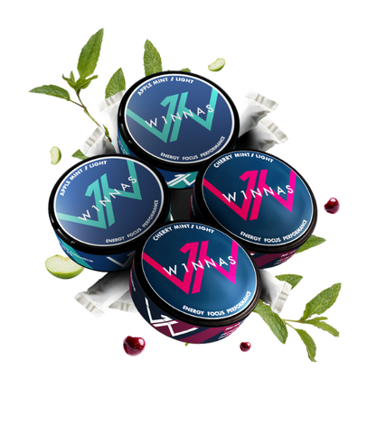 W1NNAS Performance Pouches Strong Pack mit 4 W1NNAS. 2x Cherry Mint und 2x Apple Mint
