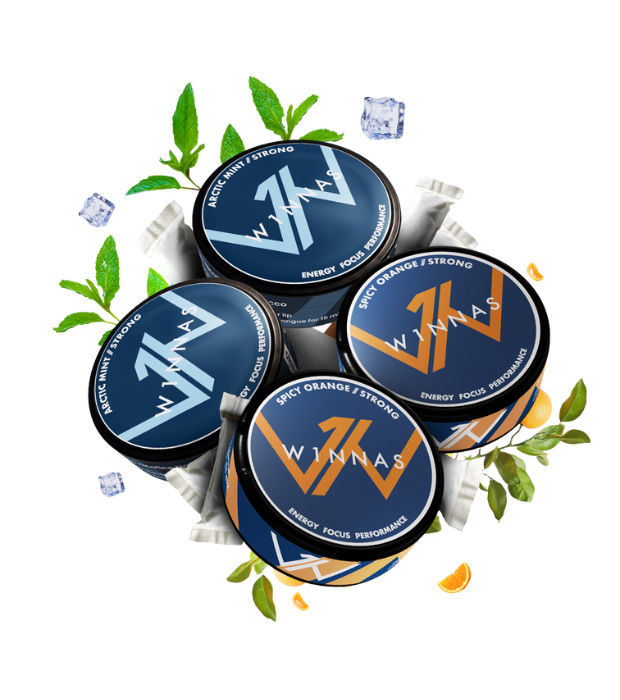 W1NNAS Performance Pouches Strong Pack mit 4 W1NNAS. 2x Arctic Mint und 2x Spicy Orange
